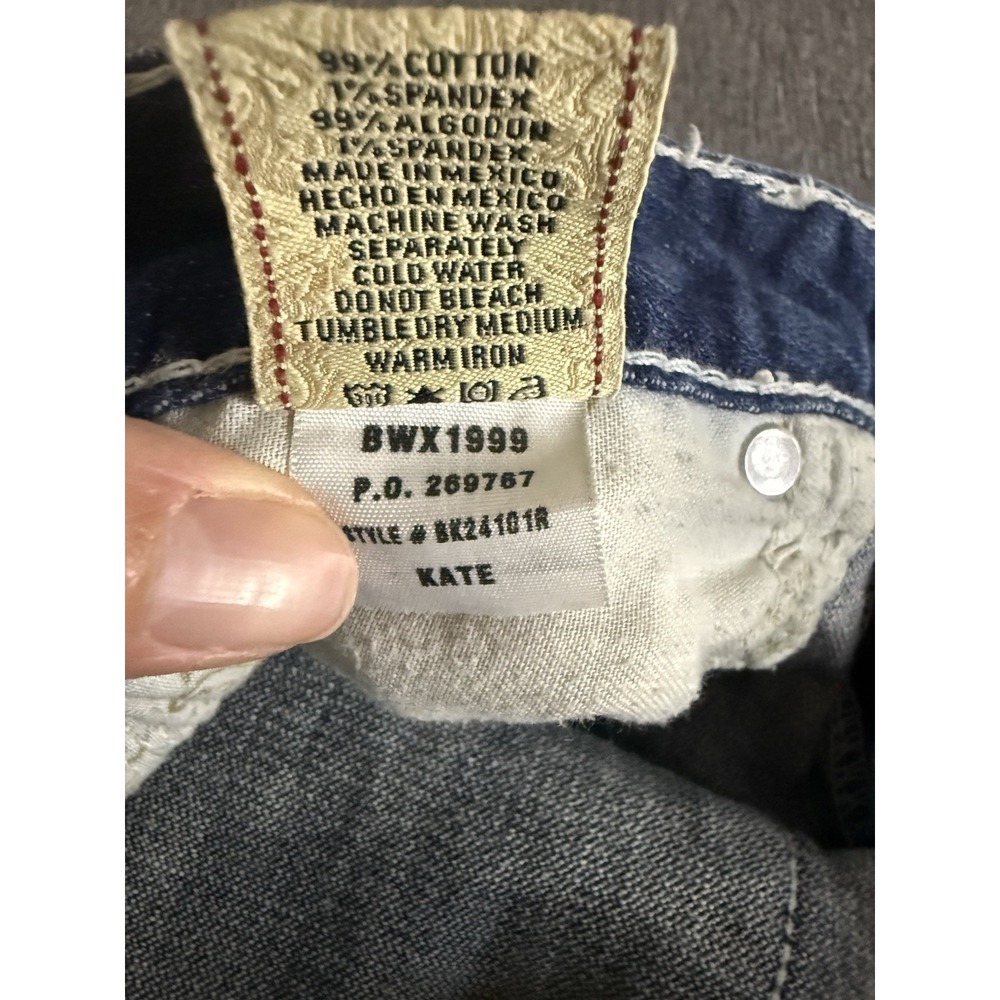 BKE Buckle Kate Stretch Distressed Bedazzled Pockets Low Rise Women Jeans Sz 28 - Picture 14 of 16